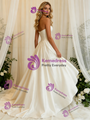 Ivory Satin Strapless Pleats Wedding Dress