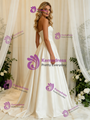 Ivory Satin Strapless Pleats Wedding Dress