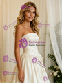 Ivory Satin Strapless Pleats Wedding Dress