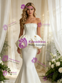 Ivory Mermaid Satin Strapless Wedding Dress