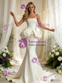 Ivory Mermaid Satin Strapless Wedding Dress