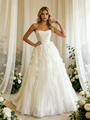 White Tulle Strapless Pleats Wedding Dress