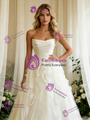 White Tulle Strapless Pleats Wedding Dress