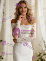 White Mermaid Long Sleeve Appliques Wedding Dress