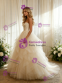 Ivory Tulle Strapless Pleats Wedding Dress