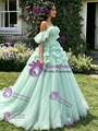 Green Tulle 3D Flower Quinceanera Dress