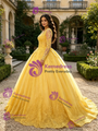 Yellow Tulle Appliques Quinceanera Dress