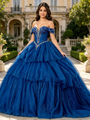 Blue Tulle Sequins Beading Quinceanera Dress