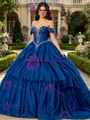 Blue Tulle Sequins Beading Quinceanera Dress