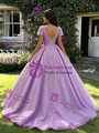 Purple Tulle V-neck Appliques Quinceanera Dress