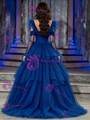 Blue Tulle Straps Tiers Beading Quinceanera Dress
