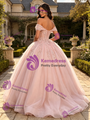 Pink Tulle Appliques Quinceanera Dress