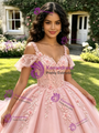 Pink Tulle Straps Appliques Quinceanera Dress
