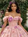 Pink Tulle Off The Shoulder 3D Flower Quinceanera Dress