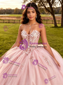 Pink Tulle Strapless Appliques Quinceanera Dress
