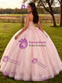 Pink Tulle Strapless Appliques Quinceanera Dress