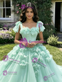 Ball Gown Pink Tulle Straps Bow Quinceanera Dress