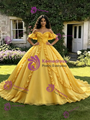Yellow Tulle Off The Shoulder Quinceanera Dress
