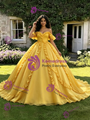 Yellow Tulle Off The Shoulder Quinceanera Dress