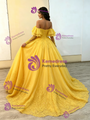 Yellow Tulle Long Sleeve Appliques Quinceanera Dress