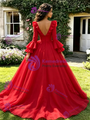 Red V-Neck Long Sleeve Quinceanera Dress