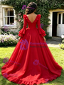 Red V-Neck Long Sleeve Quinceanera Dress