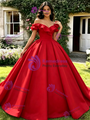 Red Off The Shoulder Appliques Quinceanera Dress