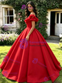 Red Off The Shoulder Appliques Quinceanera Dress