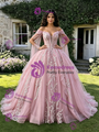 Pink Off The Shoulder Appliques Quinceanera Dress