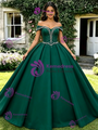 Green Off The Shoulder Beading Quinceanera Dress