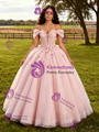 Pink Off The Shoulder Appliques Quinceanera Dress