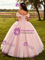 Pink Off The Shoulder Appliques Quinceanera Dress
