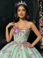 Green Tulle Spaghetti Straps Appliques Quinceanera Dress
