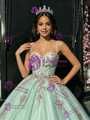 Green Tulle Spaghetti Straps Appliques Quinceanera Dress