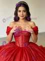 Red Sequins Off The Shoulder Quinceanera Dress
