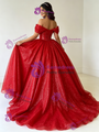 Red Sequins Off The Shoulder Quinceanera Dress