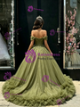 Green Tulle Off the Shoulder Appliques Quinceanera Dress