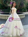 Beige White Tulle 3D Flower Quinceanera Dress