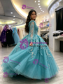 Purple Tulle Straps Appliques Quinceanera Dress
