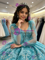 Purple Tulle Straps Appliques Quinceanera Dress