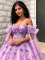 Purple Tulle 3D Flower Quinceanera Dress