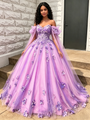 Purple Tulle 3D Flower Quinceanera Dress