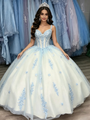 White Tulle Appliques Straps Quinceanera Dress