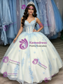White Tulle Appliques Straps Quinceanera Dress