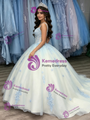 White Tulle Appliques Straps Quinceanera Dress