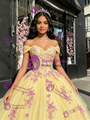 Yellow Tulle Off The Shoulder Lace Appliques Quinceanera Dress