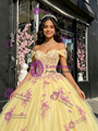 Yellow Tulle Off The Shoulder Lace Appliques Quinceanera Dress