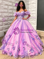 Purple Tulle Off the Shoulder Appliques Quinceanera Dress