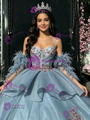Blue Tulle Appliques Straps Quinceanera Dress