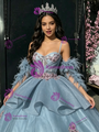 Blue Tulle Appliques Straps Quinceanera Dress